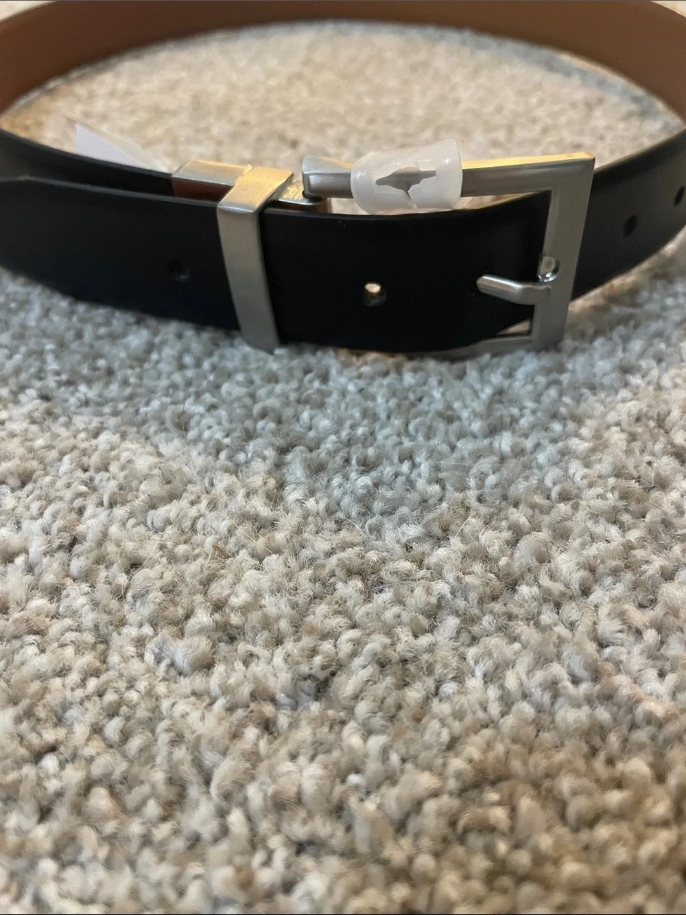 wonder nation Black Reversible Kids Belt with Silver Buckle